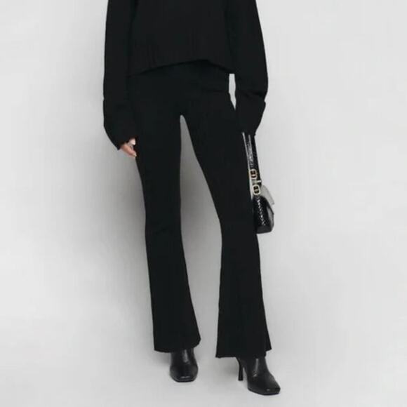 Reformation Austino Cashmere Ribbed Pants Wide Leg Pull On Drawstring MEDIUM - Picture 1 of 8